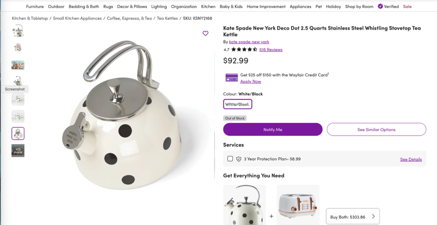 Kate Spade WhistlingTea Kettle - photo 2