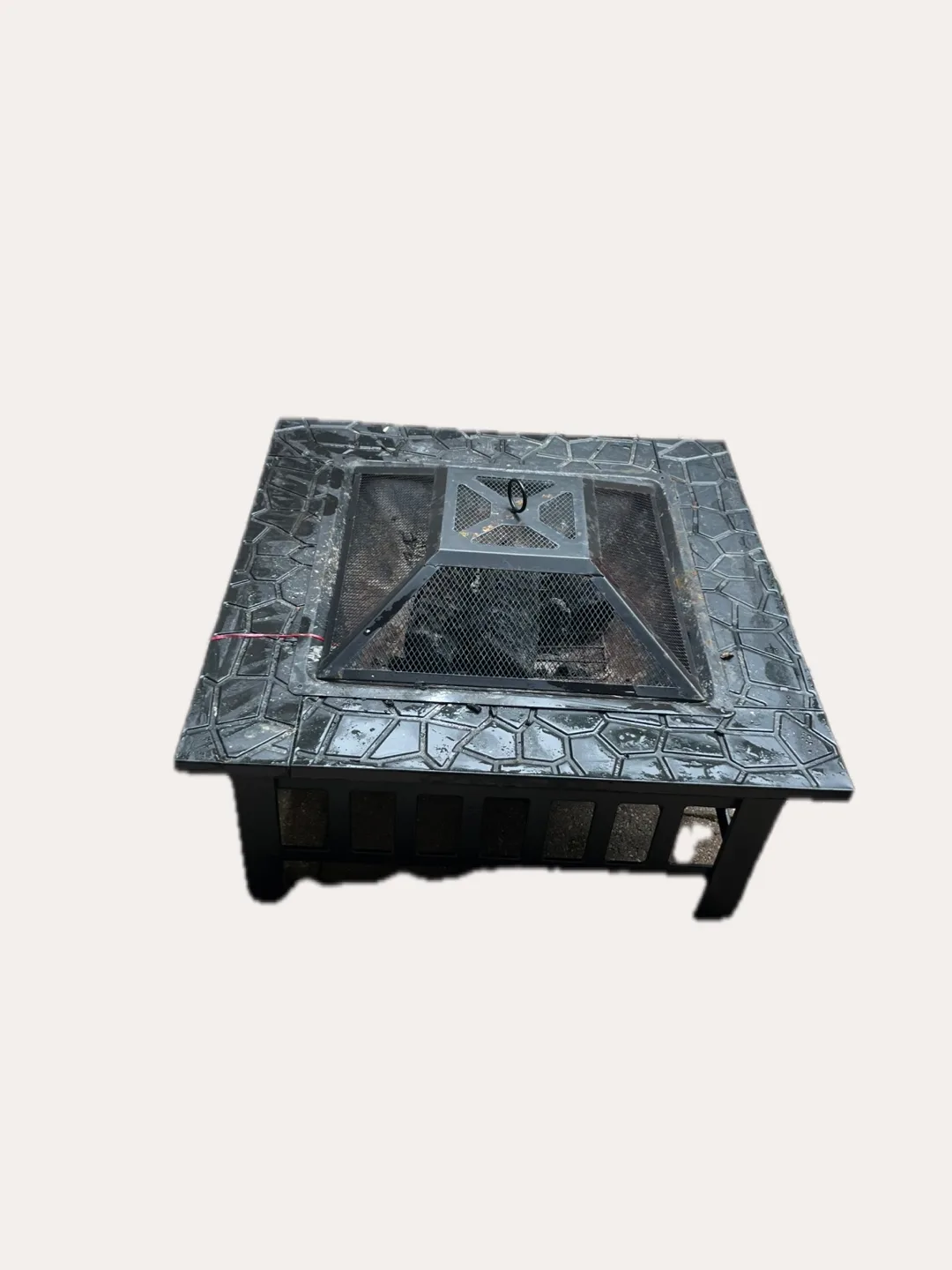 Square Stone Pattern Fire Pit with cover thumbnail