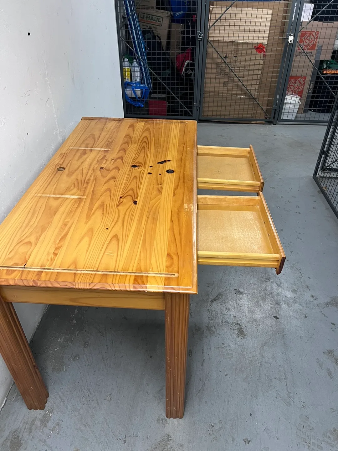 Rustic Pine Desk with Drawers image indicator(2)