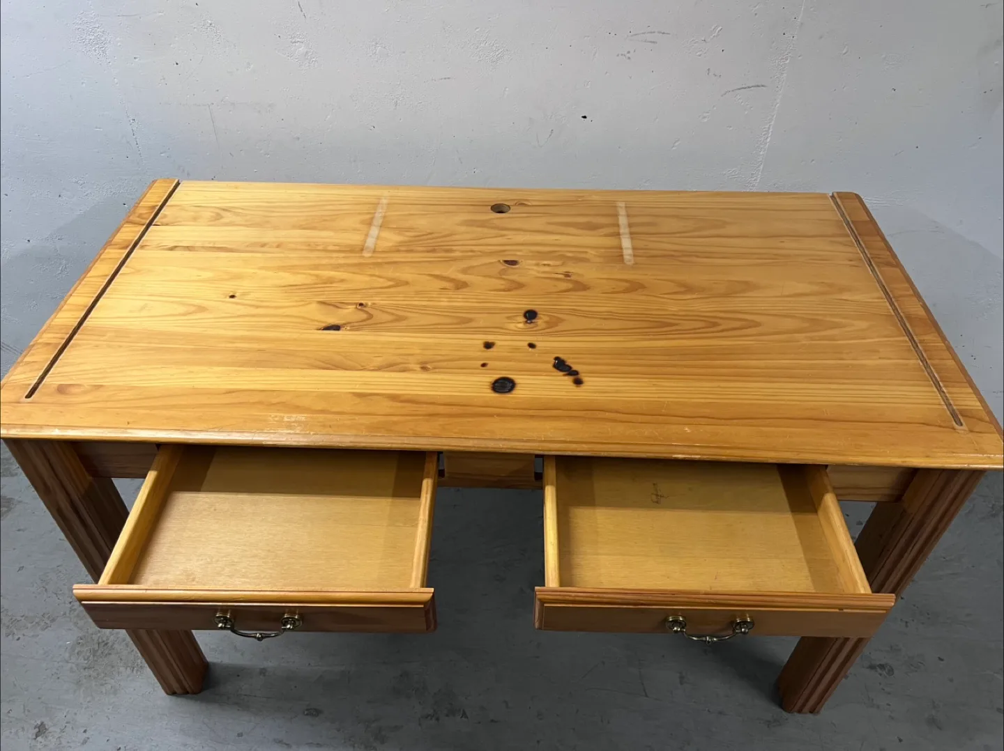 Rustic Pine Desk with Drawers thumbnail