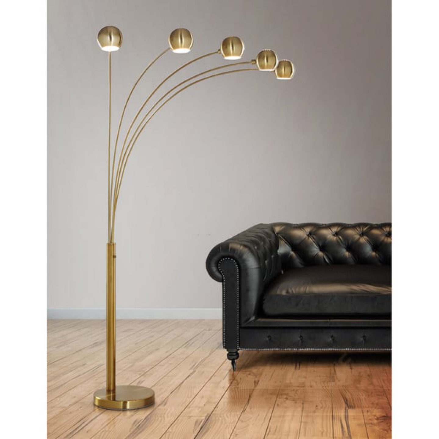 Gold Arc Floor Lamp - 5 Light
