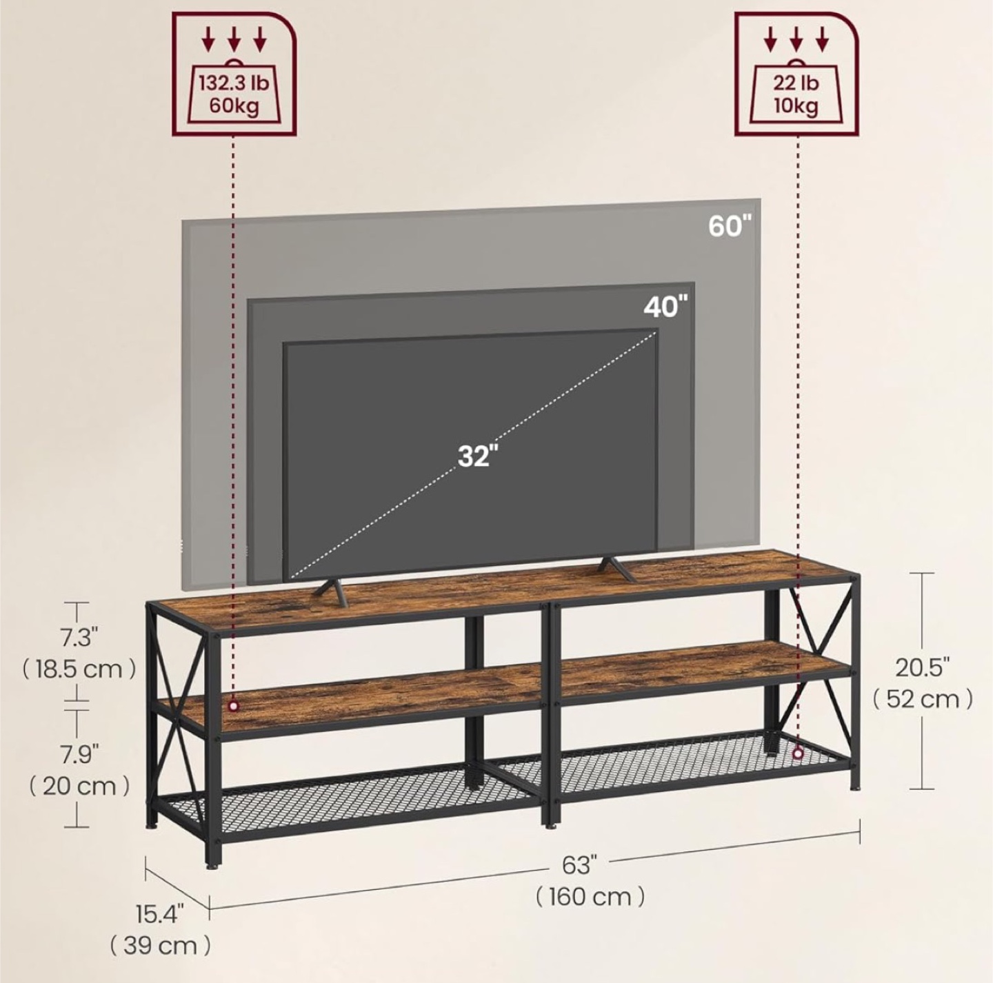 TV Stand with Metal Frame