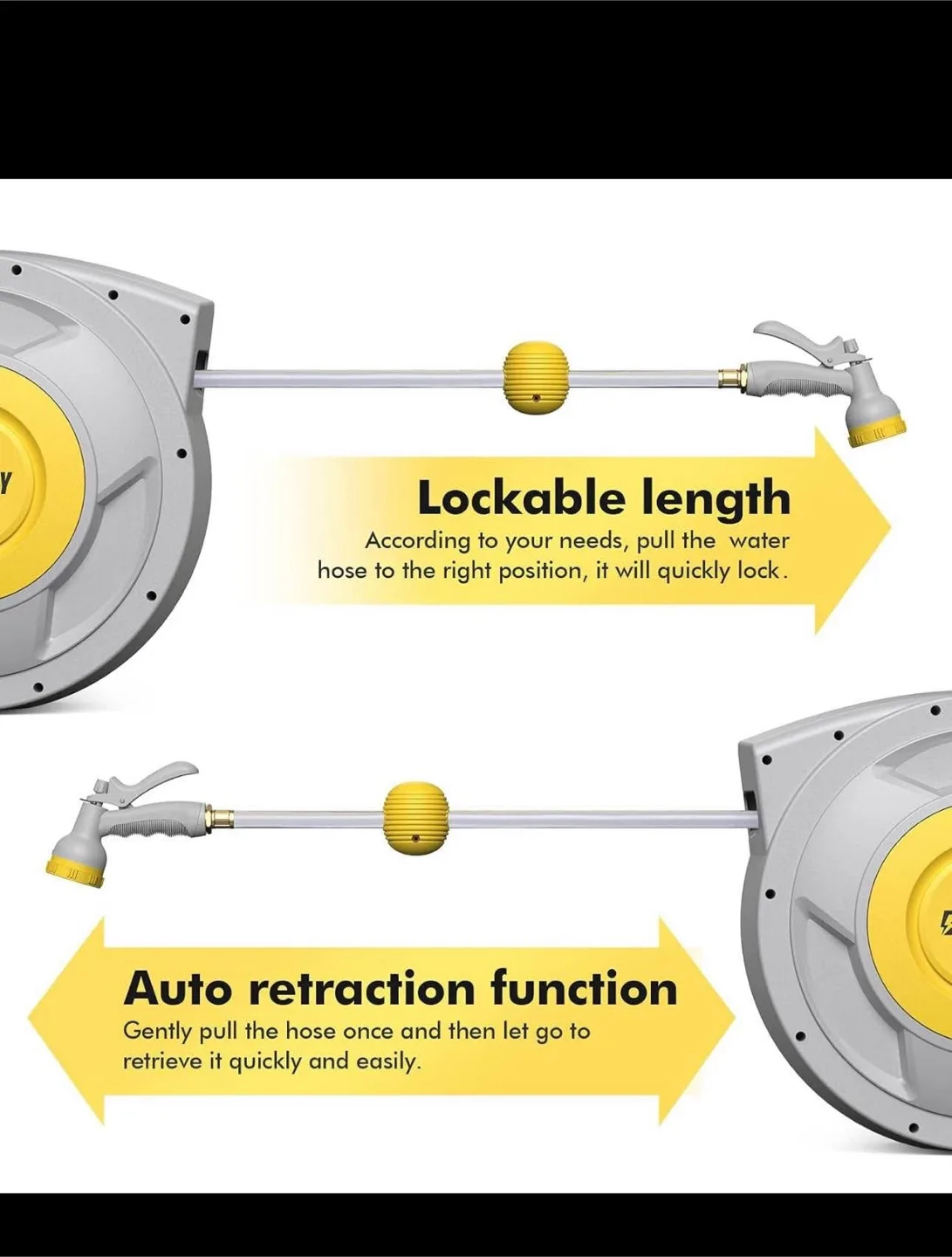 BLUBERY 130+6.7ft x 1/2" Retractable Garden Hose Reel image indicator(3)
