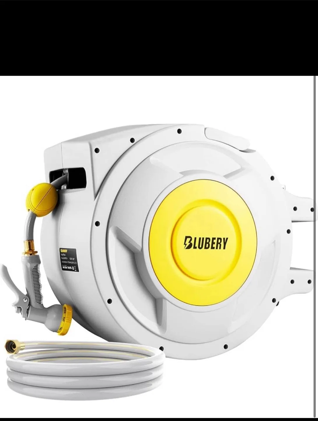 BLUBERY 130+6.7ft x 1/2" Retractable Garden Hose Reel