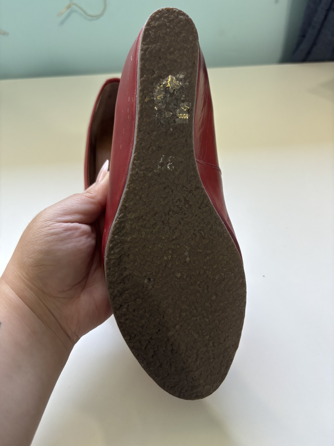 Locale Red Leather Wedge Shoes - Size 7 - photo 5