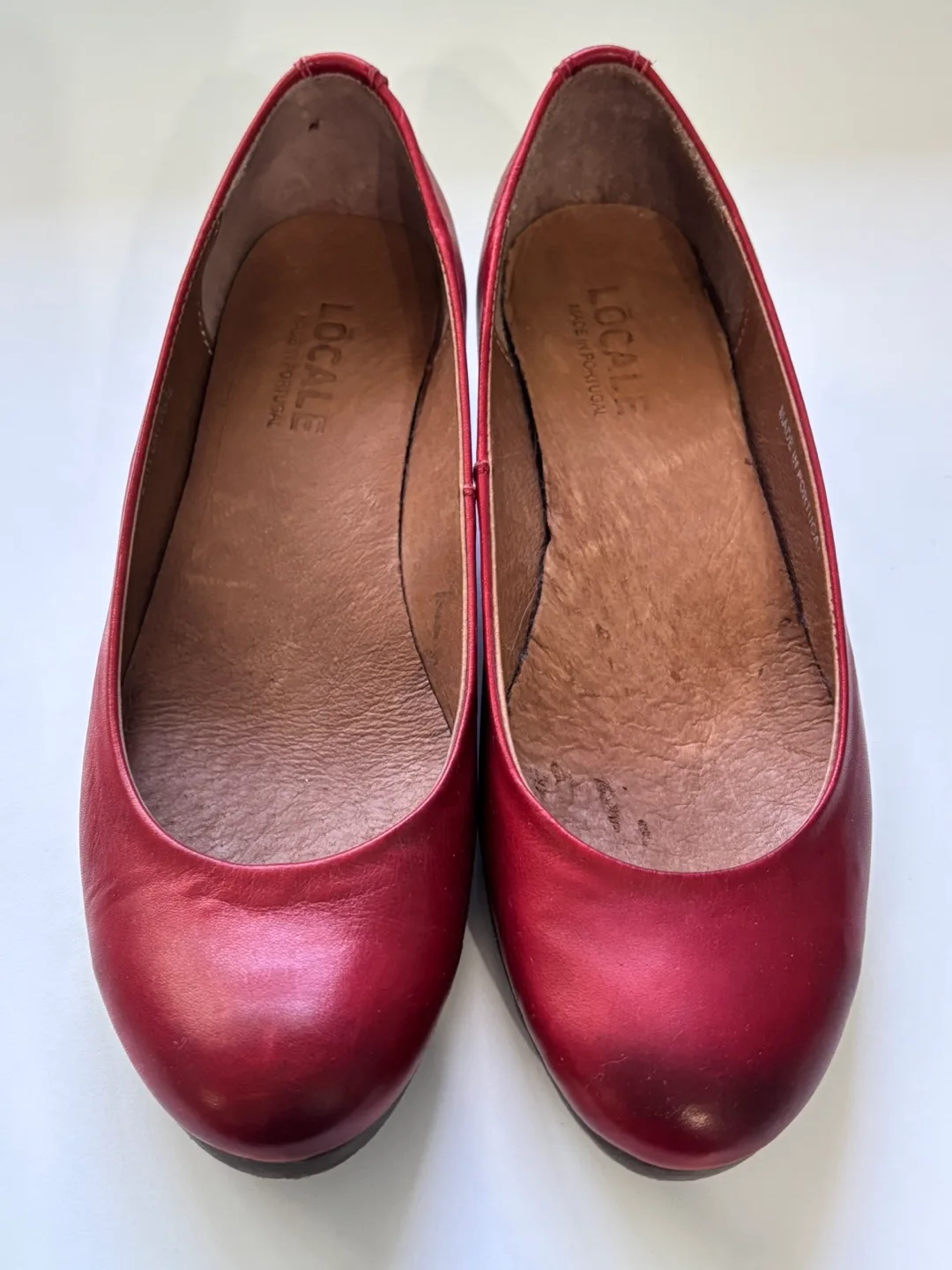 Locale Red Leather Wedge Shoes - Size 7 thumbnail