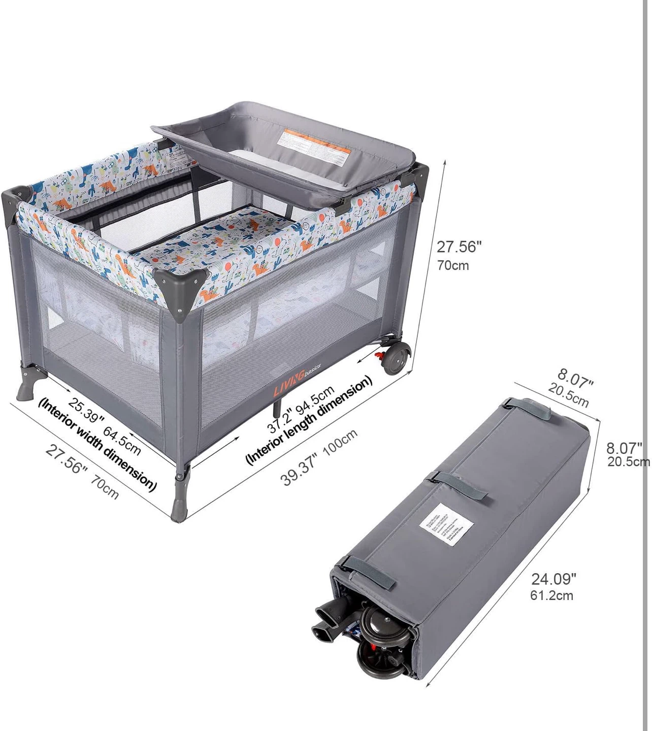Living Basics Playpen Crib with Changer
