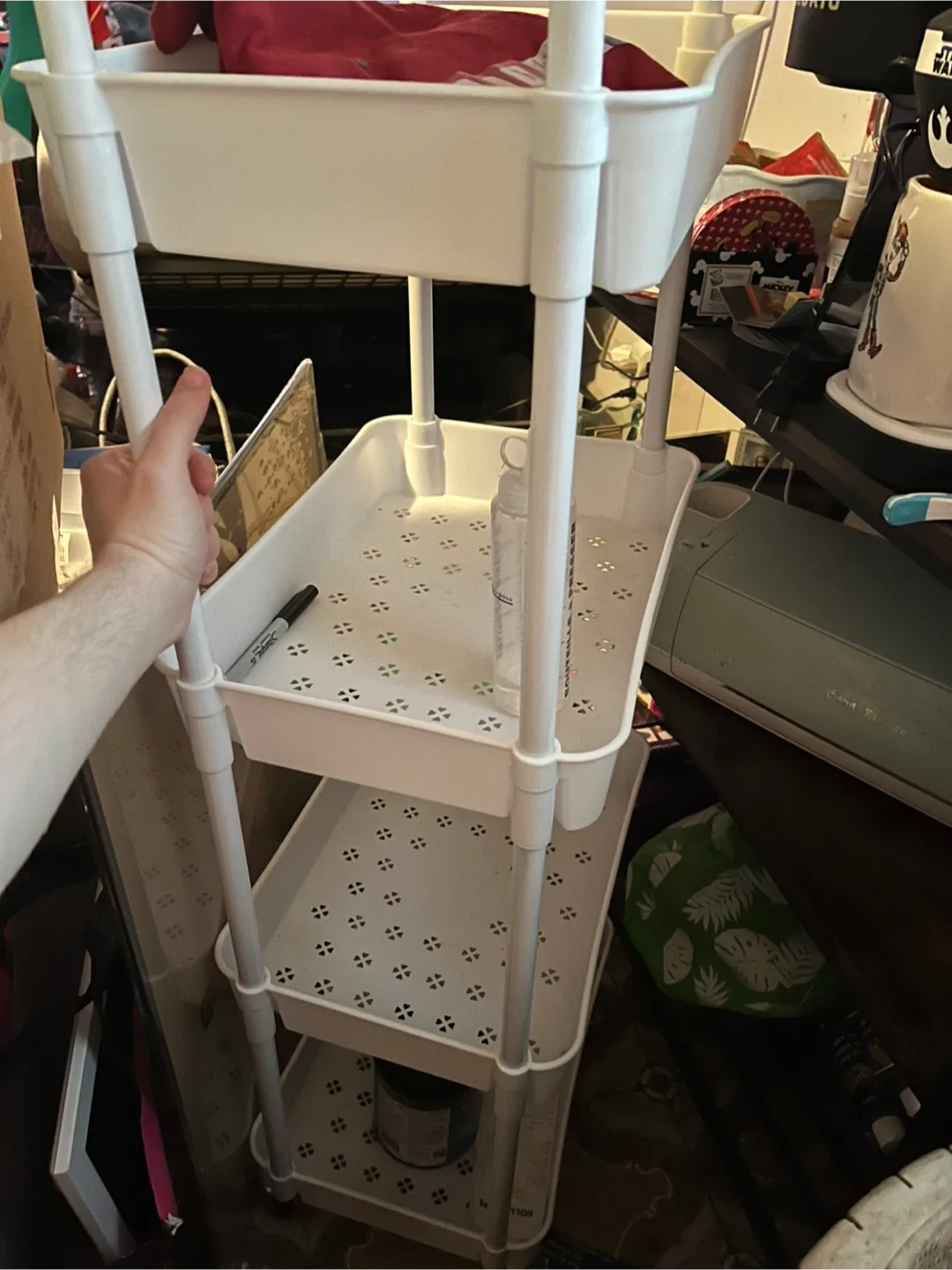 4 Tier White Rolling Cart Plastic thumbnail