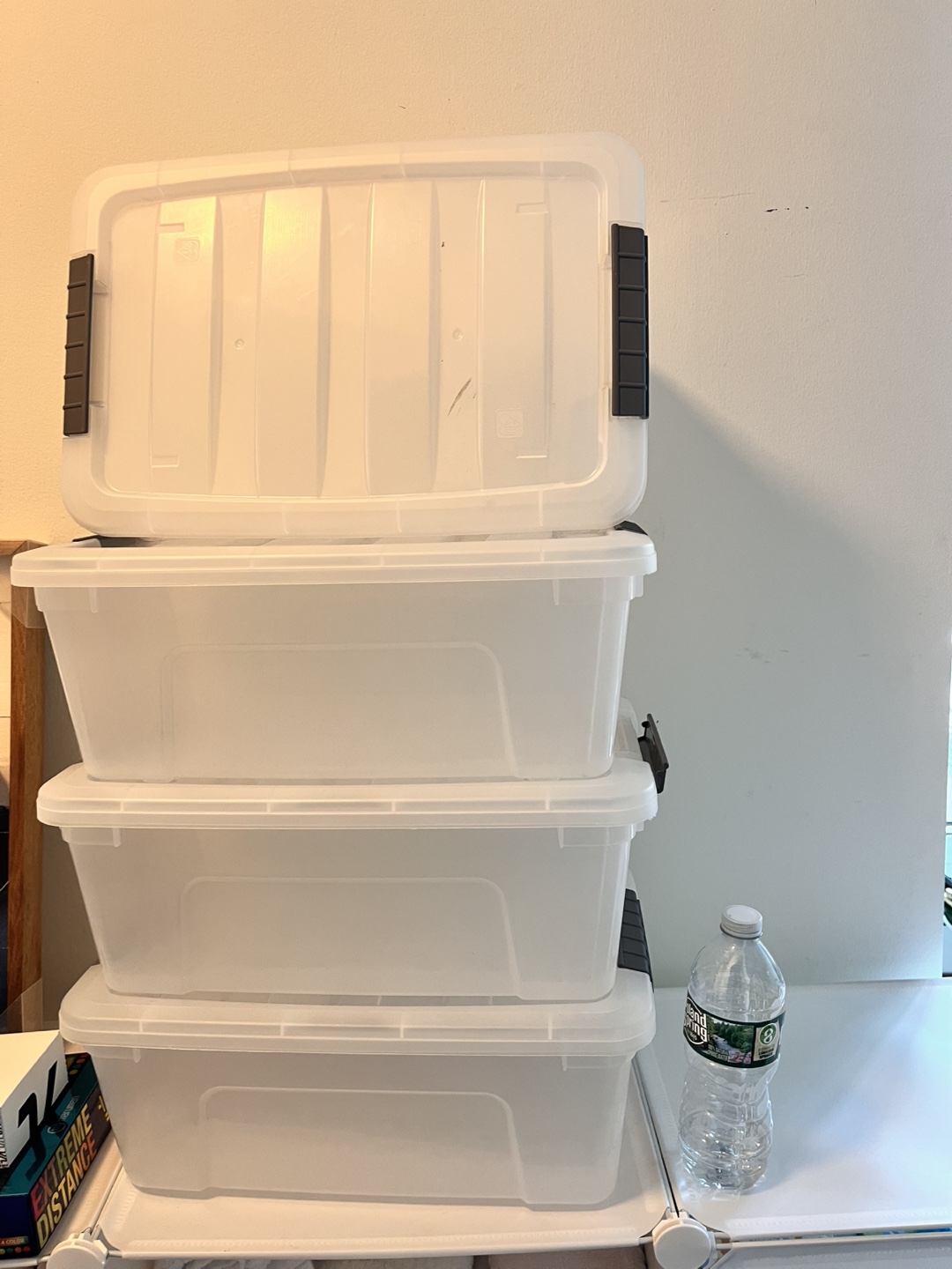 4 Clear Plastic Storage Bins with Lids - photo 2