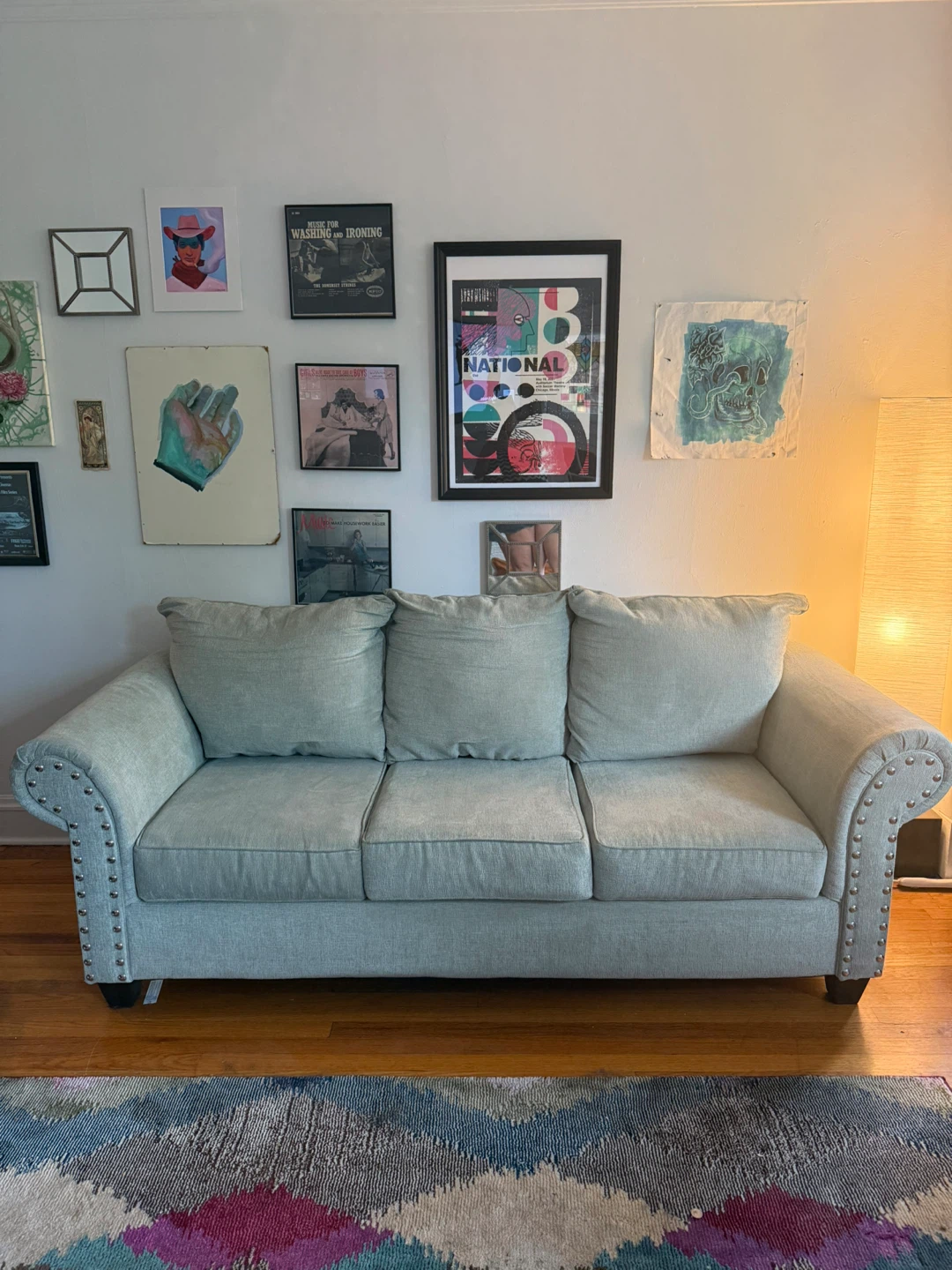 Comfortable Light Blue Sofa and Loveseat Set