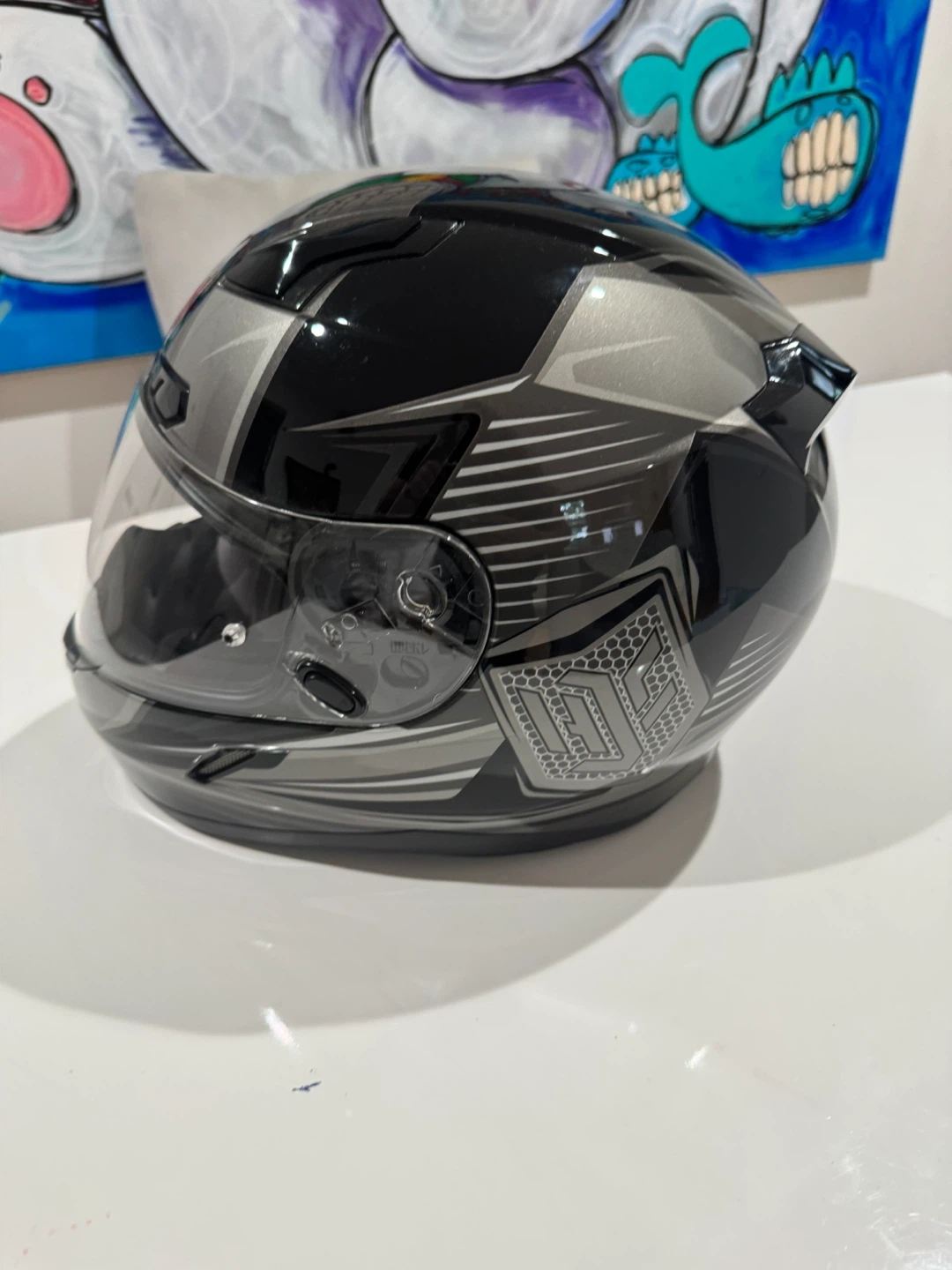 HJC Motorcycle Helmet - Black & Silver - photo 2