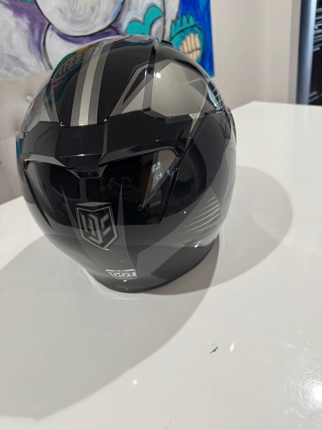 HJC Motorcycle Helmet - Black & Silver - photo 3