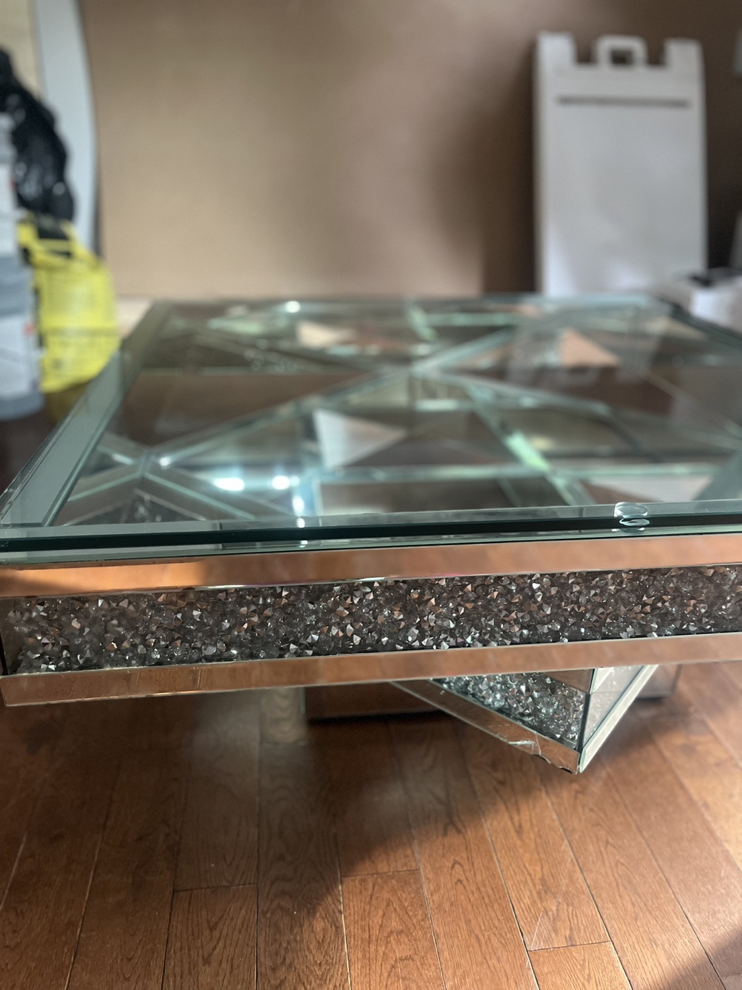 Square Glass Coffee Table with Mirrored Accents - photo 2
