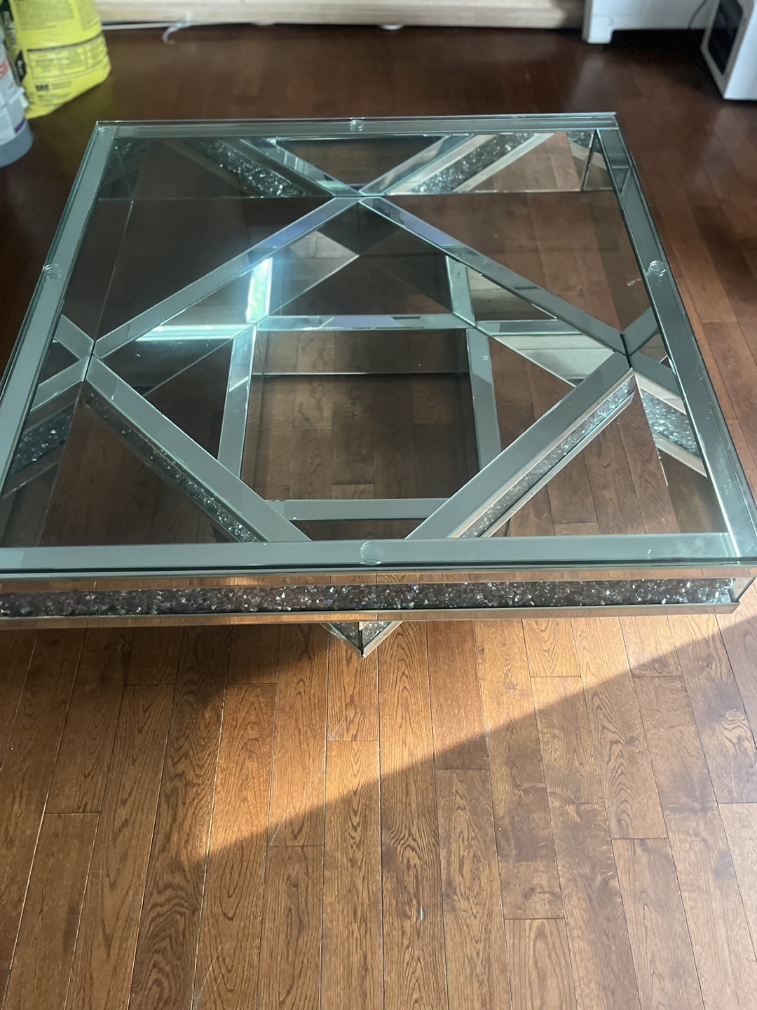 Square Glass Coffee Table with Mirrored Accents - photo 5