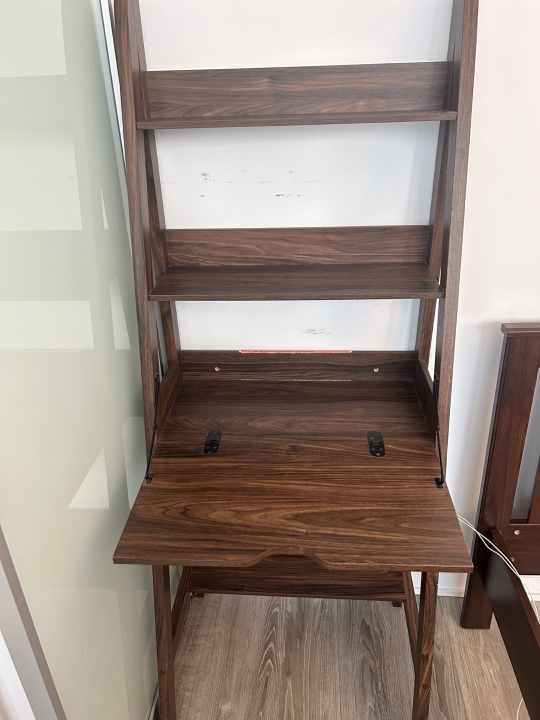 3-Shelf Ladder Desk - Dark Wood