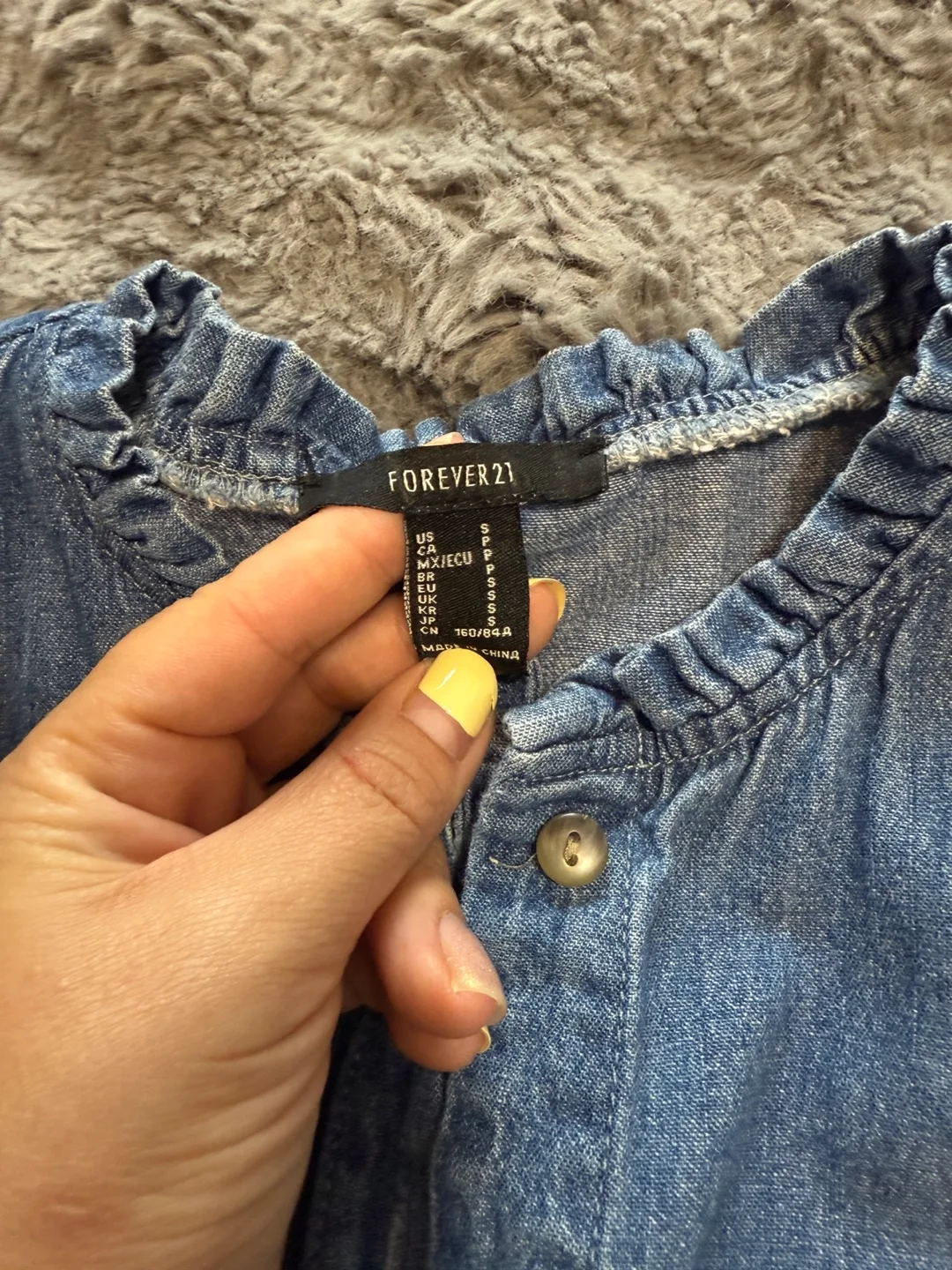 Forever 21 Denim Ruffle Blouse - Size S image indicator(5)