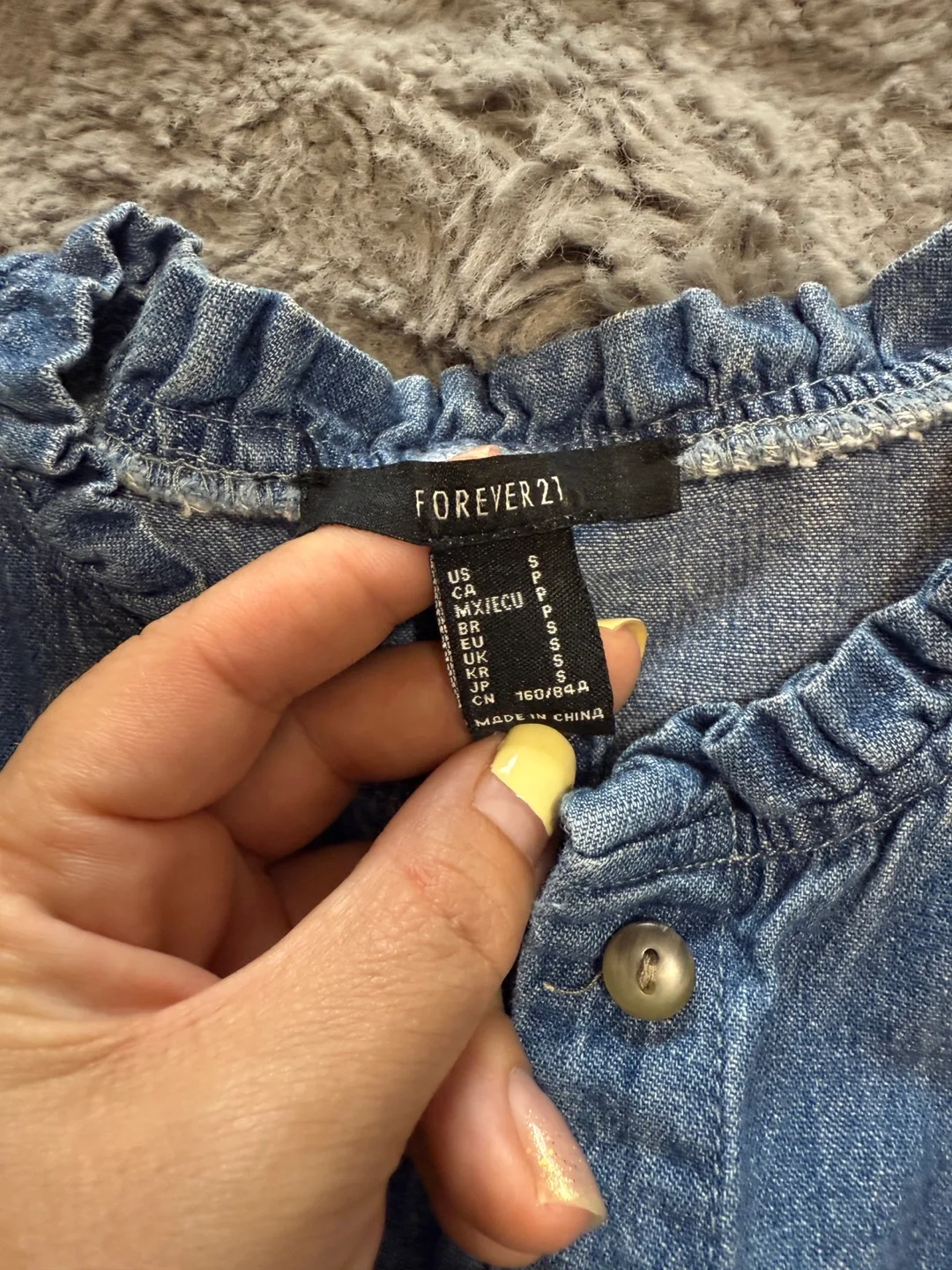 Forever 21 Denim Ruffle Blouse - Size S image indicator(6)