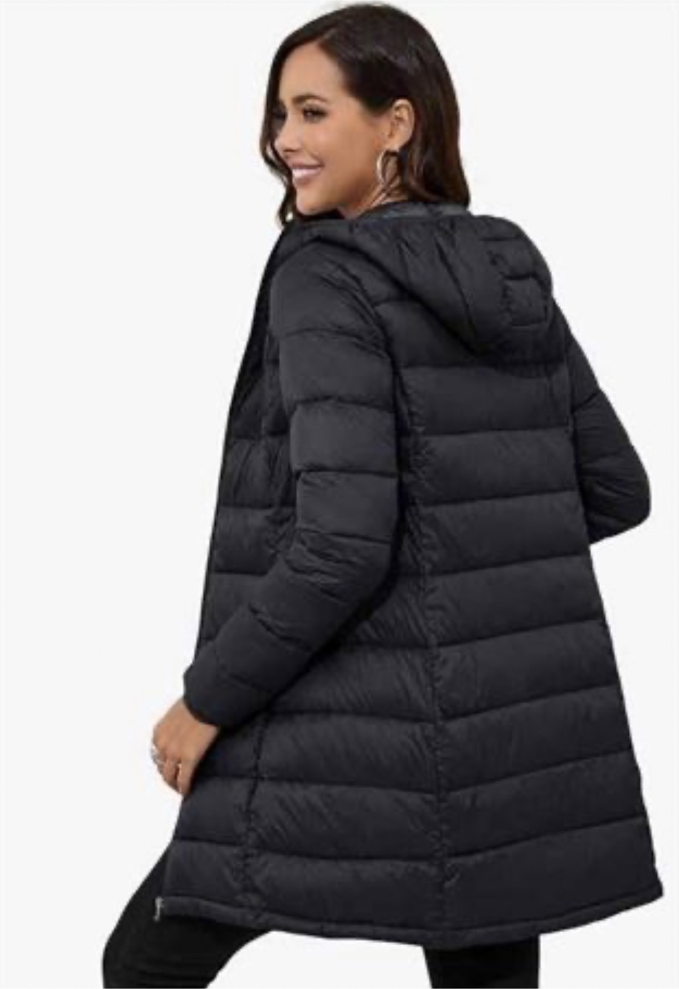 Another Choice Women's Packable Hooded Puffer Jacket, Black sz S - photo 2