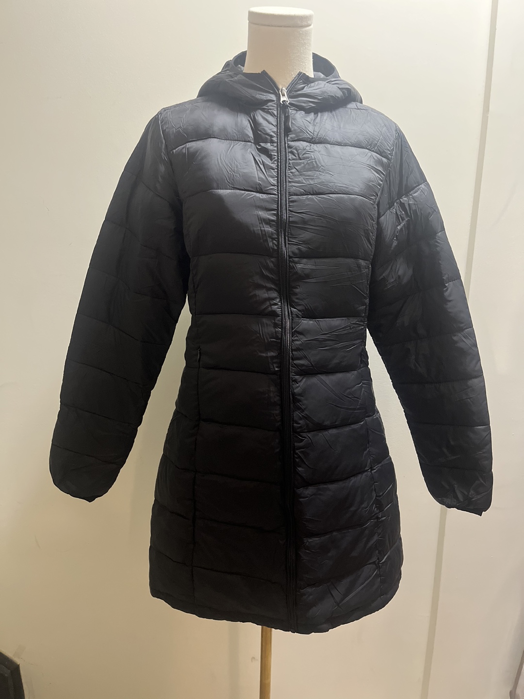 Another Choice Women's Packable Hooded Puffer Jacket, Black sz S - photo 3