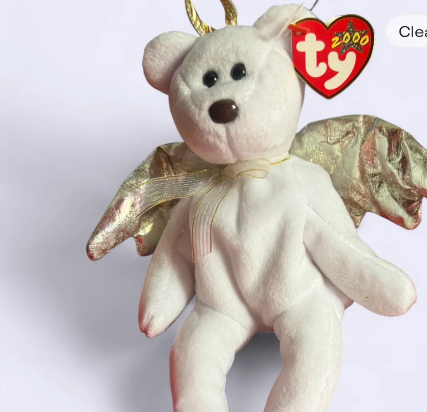 Ty Beanie Baby - Angel Bear (2000) thumbnail