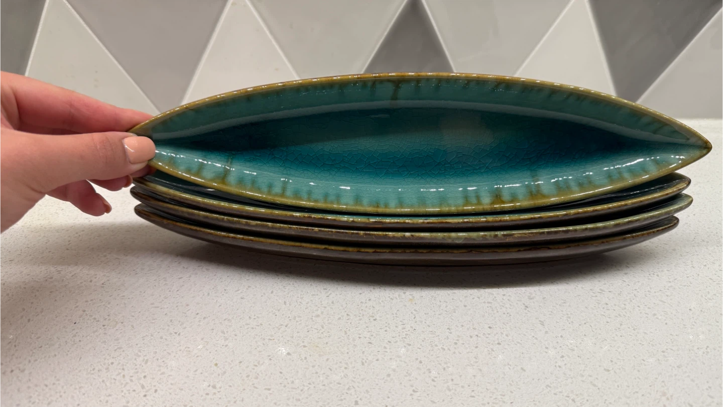 Teal Ceramic Leaf Dishes (Set of 4) - photo 2