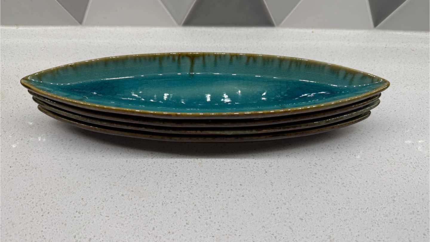 Teal Ceramic Leaf Dishes (Set of 4) - photo 3