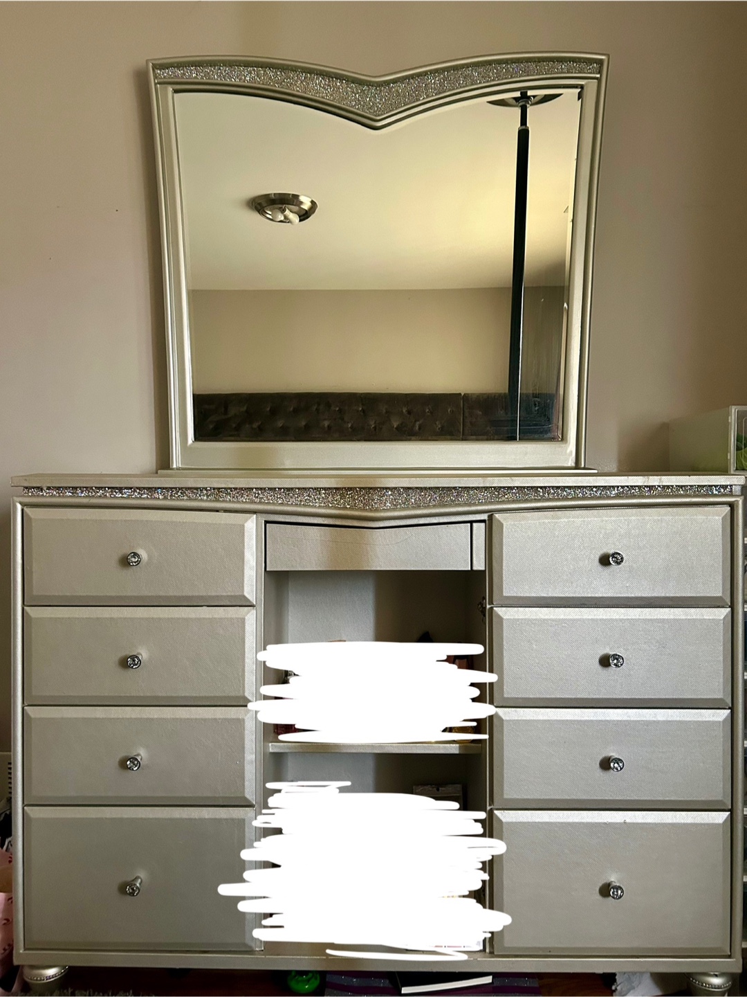 Silver Vanity with Mirror