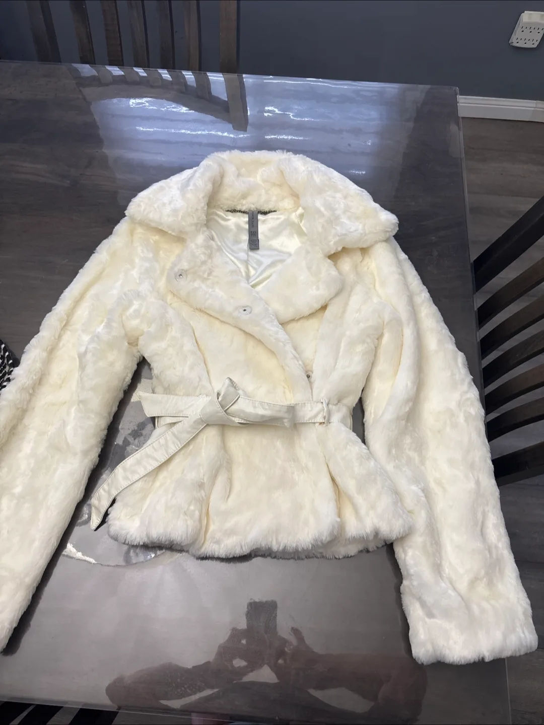ARMOR Jeans White Faux Fur Jacket XXS thumbnail