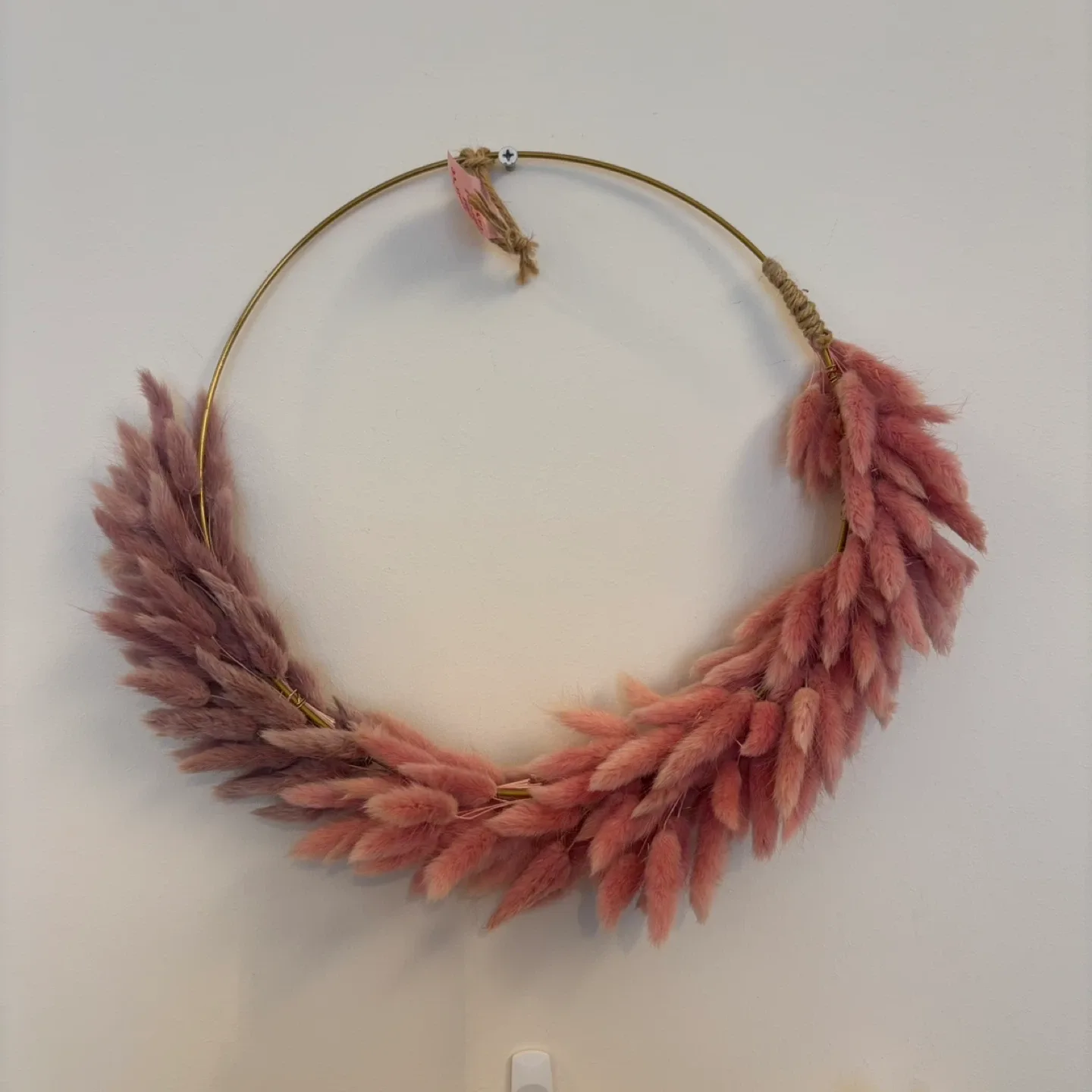 Pink ombré Bunny Tail Wreath - 12 inch thumbnail