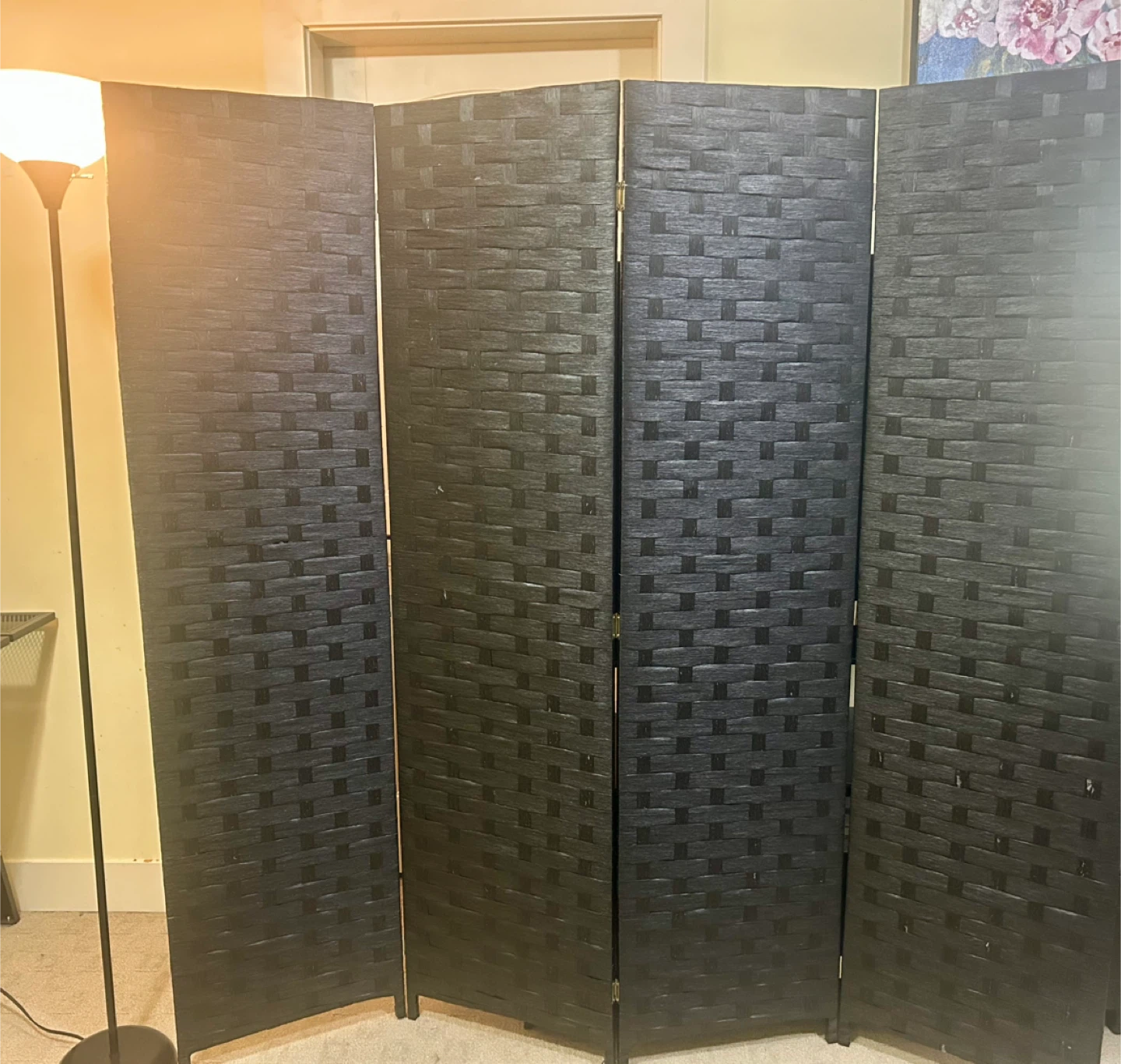 Black Woven Room Divider