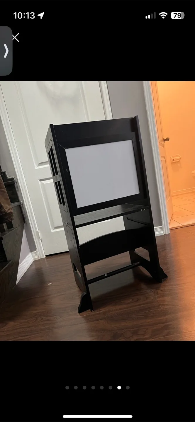 Black Convertible Learning Tower w/ whiteboard/magnet board image indicator(2)