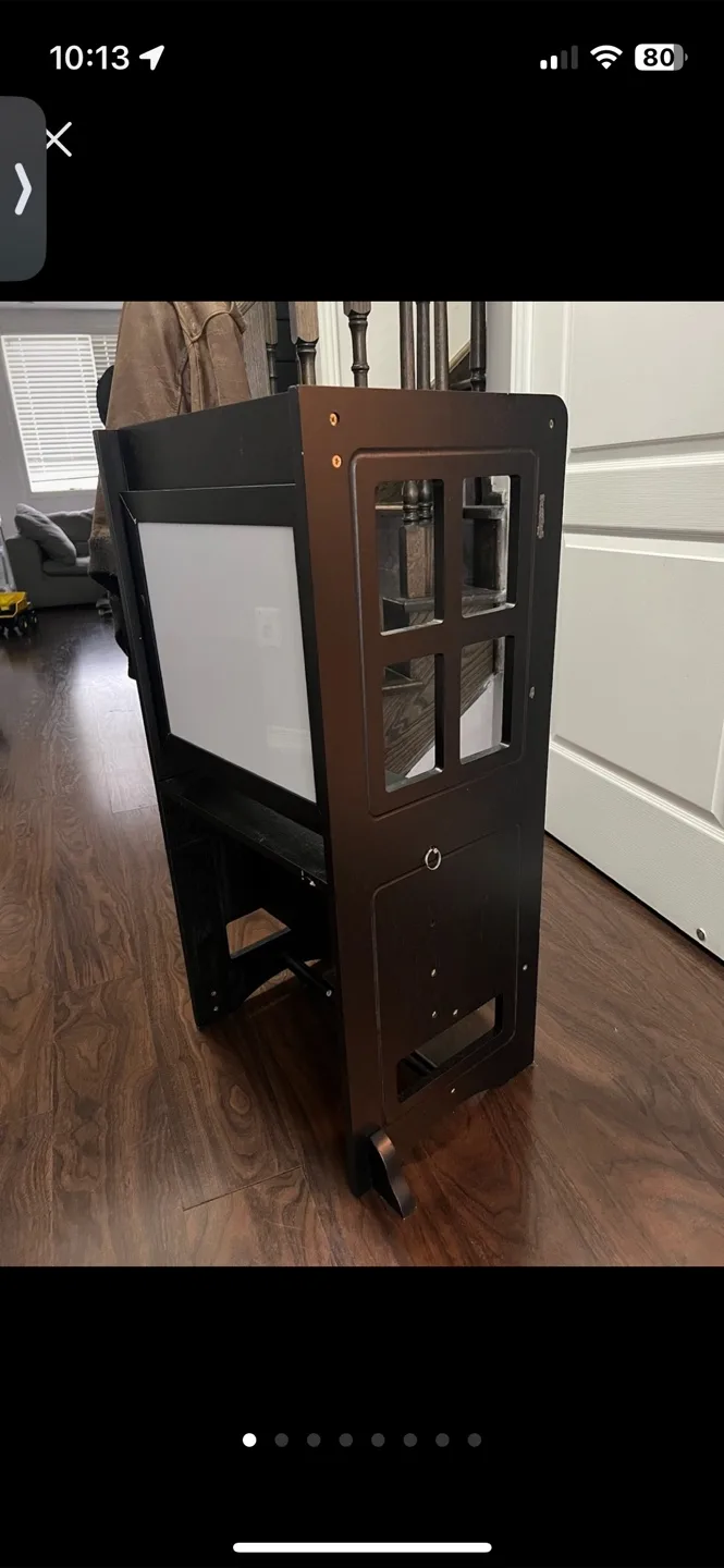 Black Convertible Learning Tower w/ whiteboard/magnet board image indicator(7)