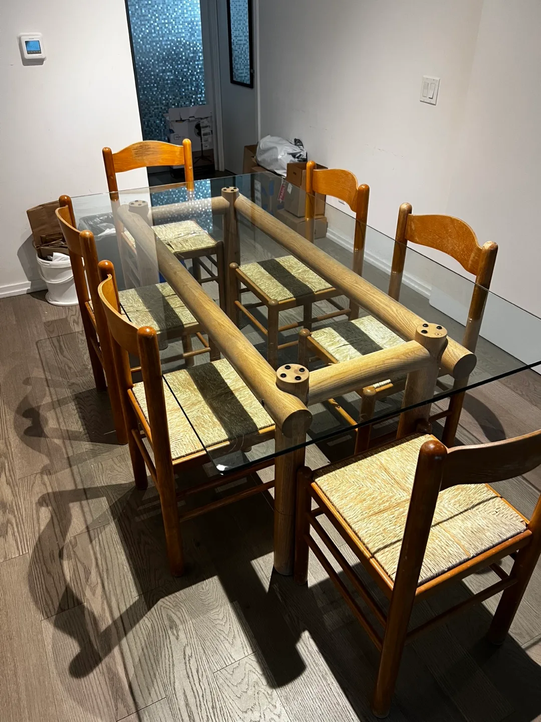 Glass Top Dining Table with 6 Chairs thumbnail