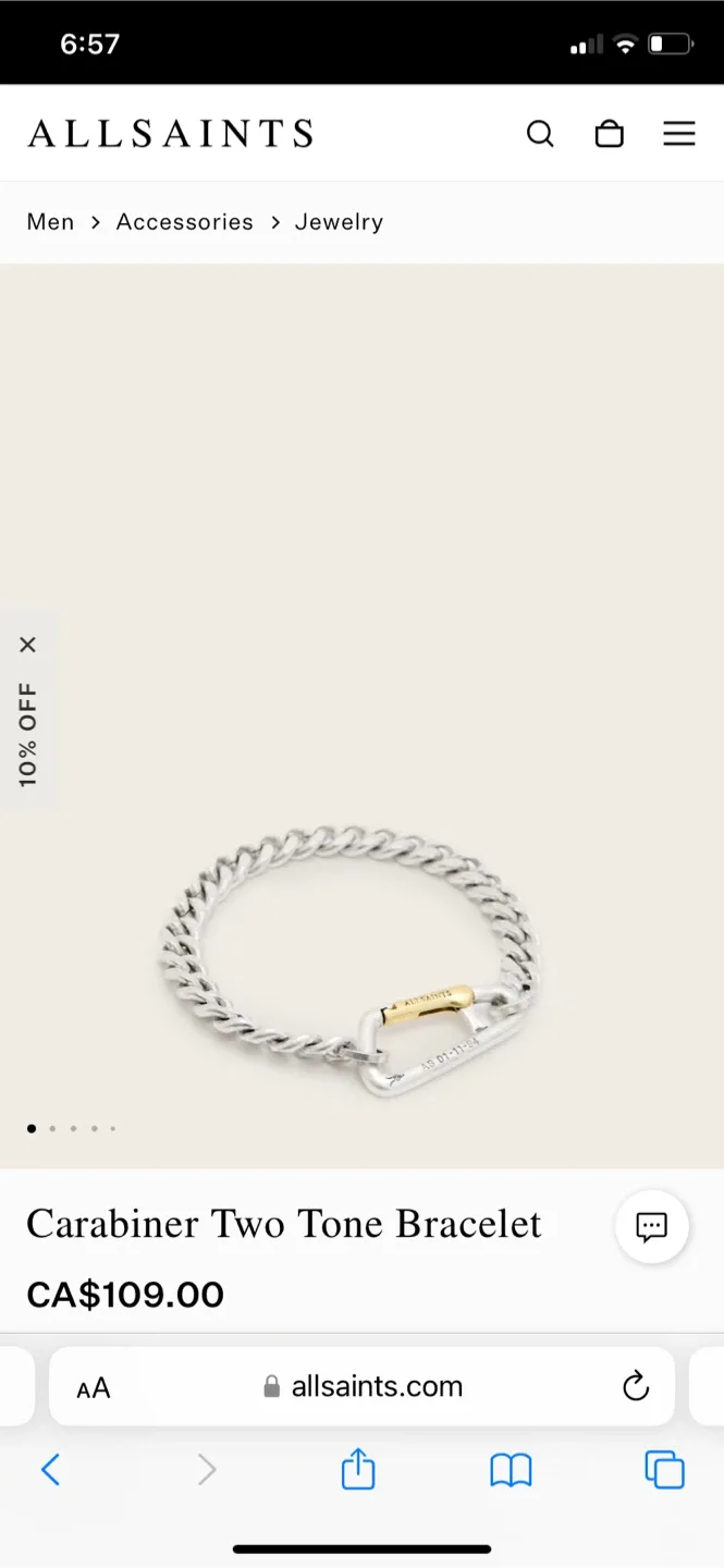 AllSaints Carabiner Two Tone Bracelet thumbnail