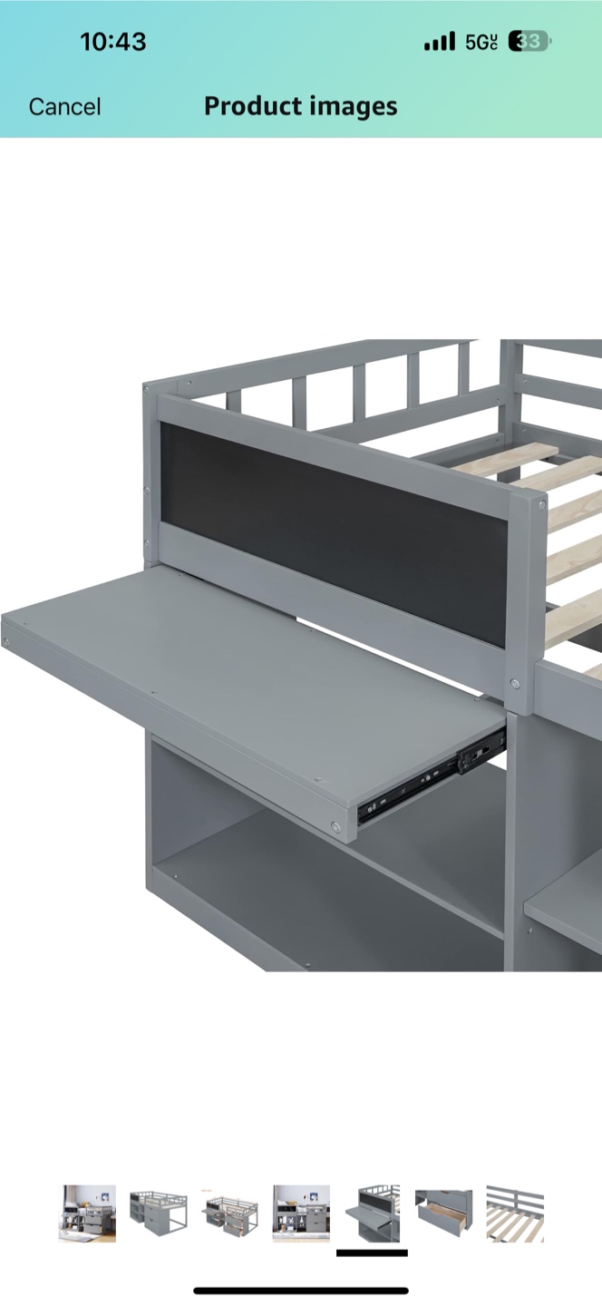 Merax Low Loft Bed Twin - Gray - photo 4