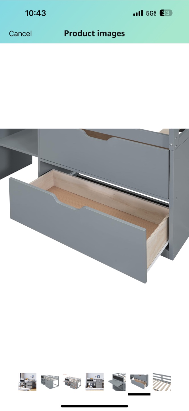 Merax Low Loft Bed Twin - Gray - photo 5