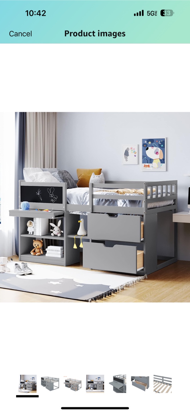 Merax Low Loft Bed Twin - Gray - photo 2