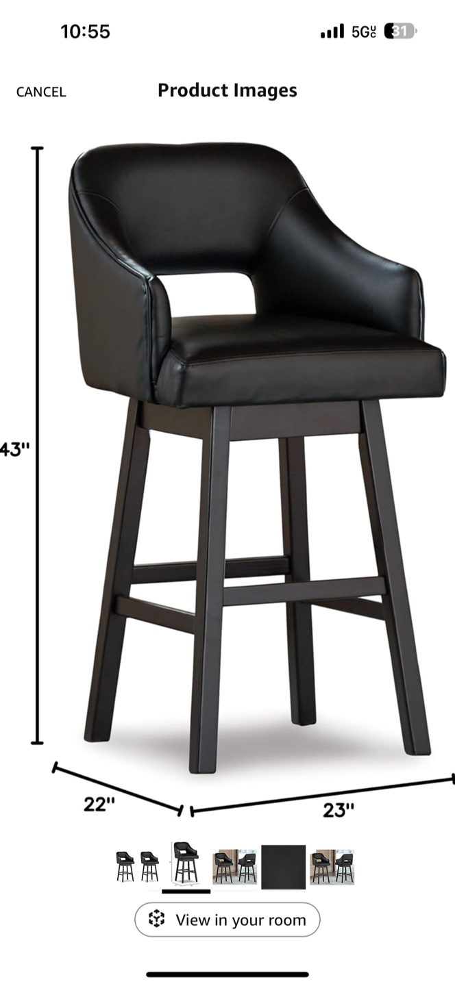 Ashley Tallenger 31" Swivel Barstool - Black - photo 2