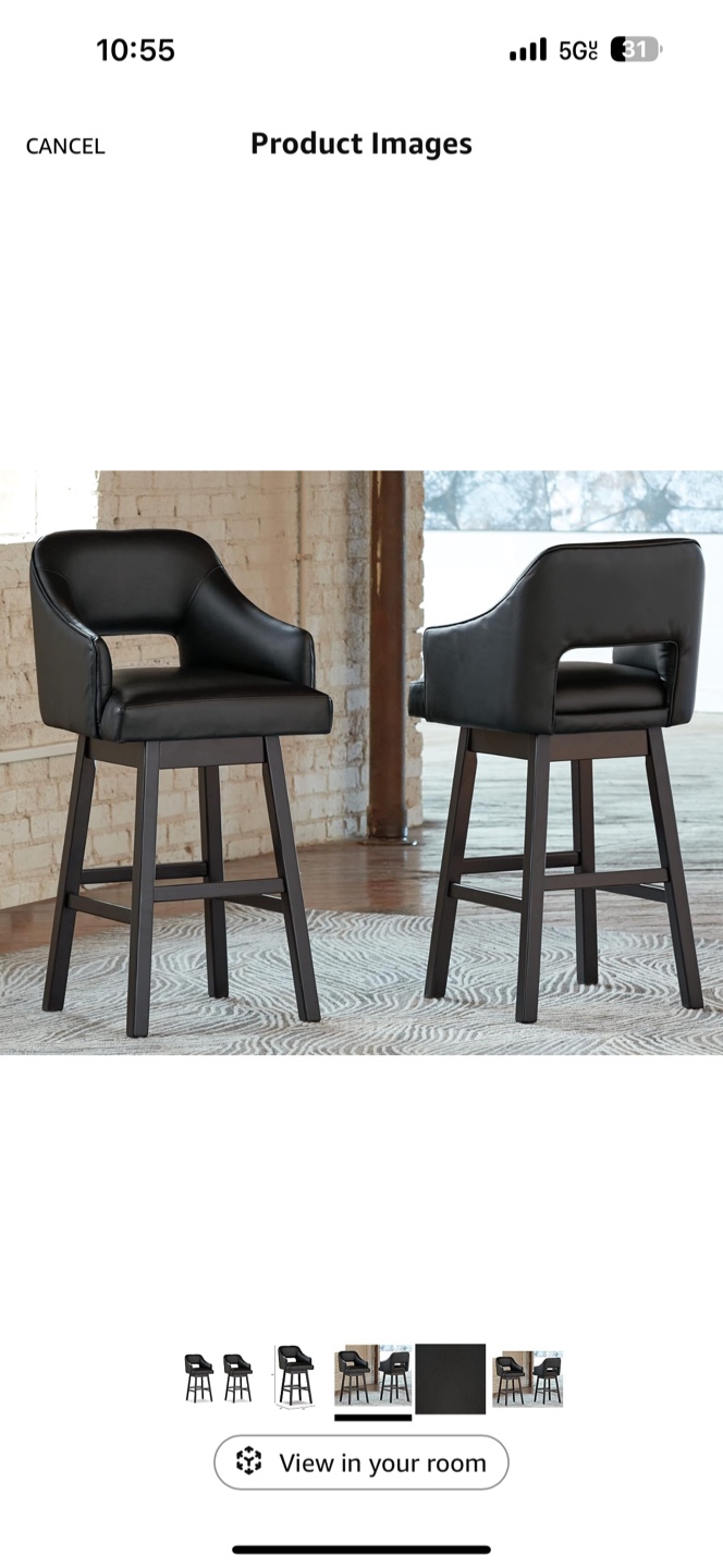 Ashley Tallenger 31" Swivel Barstool - Black