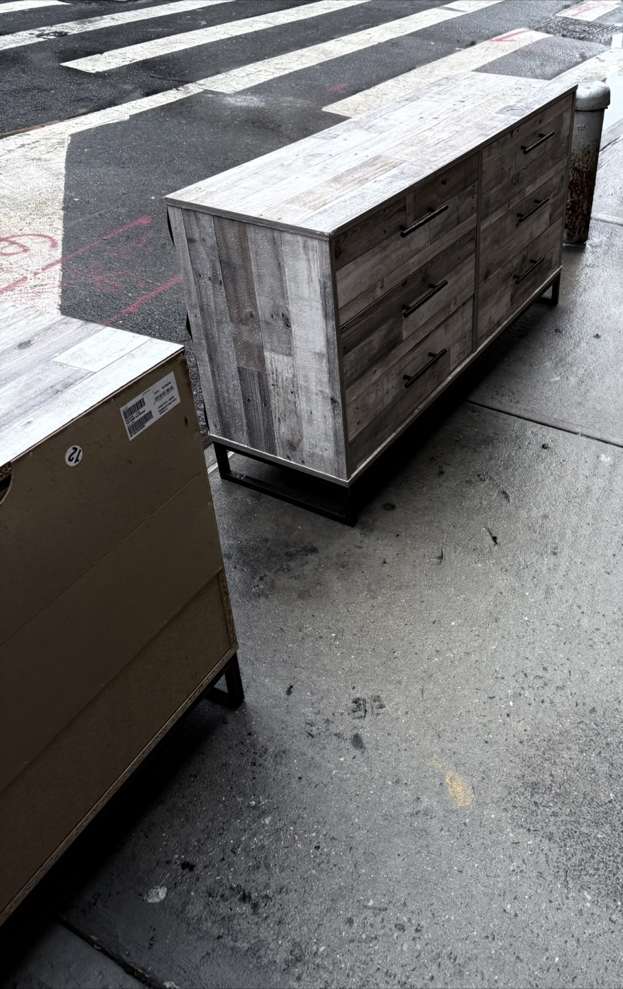 Whitewashed Wood 6-Drawer and 3-Drawer Dressers