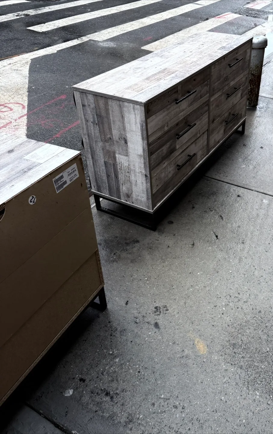 Whitewashed Wood 6-Drawer and 3-Drawer Dressers thumbnail