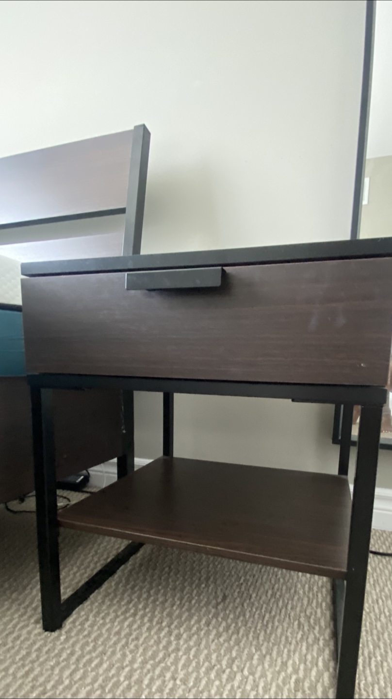Brown Nightstand with Drawer & Shelf