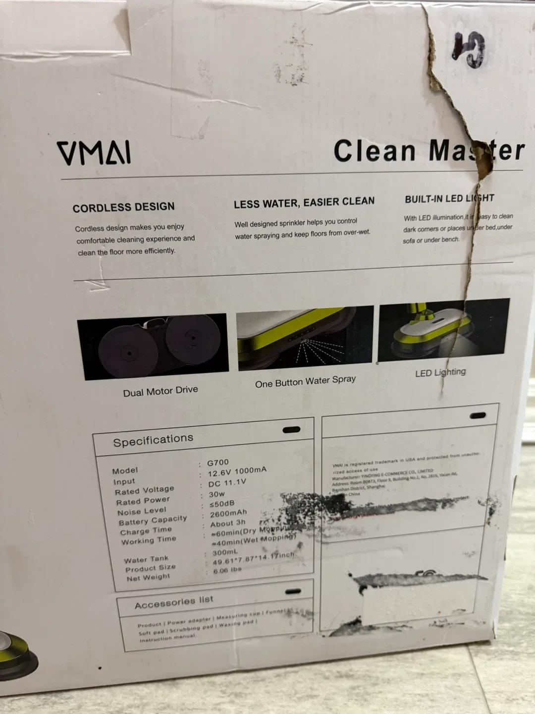 NEW Cordless Spin Mop with LED Headlights image indicator(10)