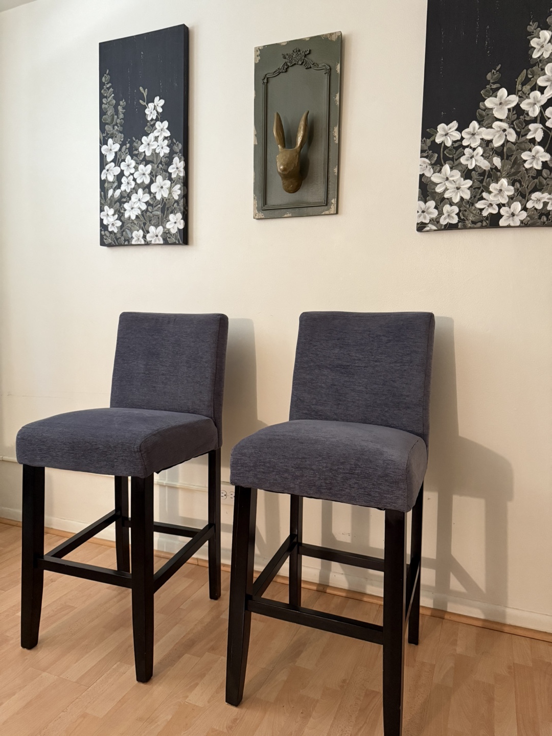 Set of 2 Gray Bar Stools