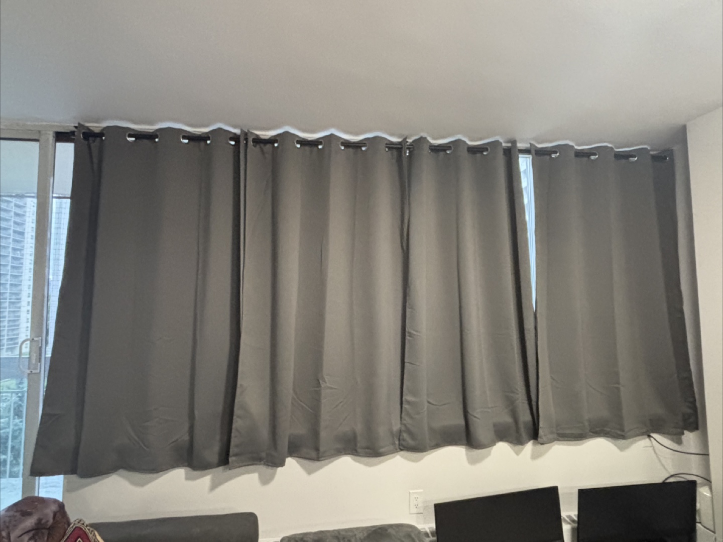 Grey Curtains with rod