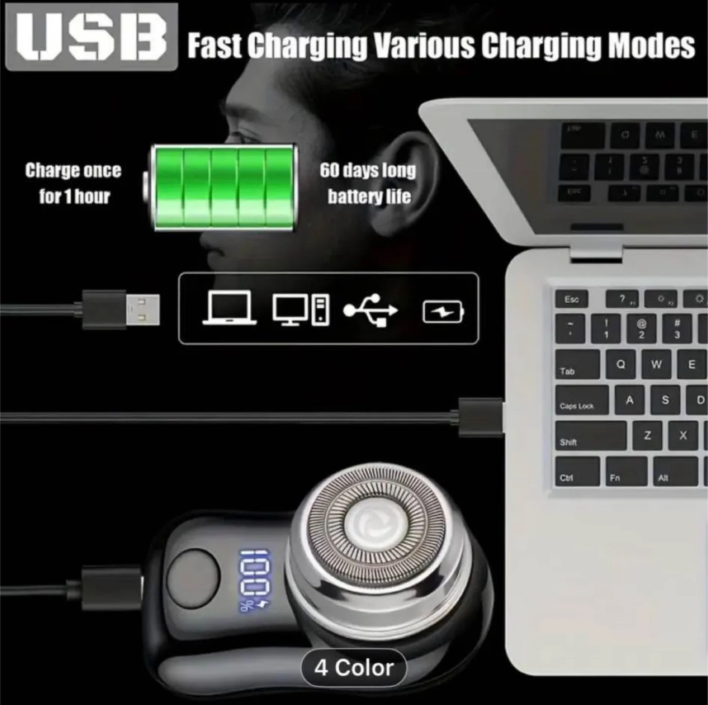 FEIYBA Men's Professional Electric Shaver Mini Shaver image indicator(6)