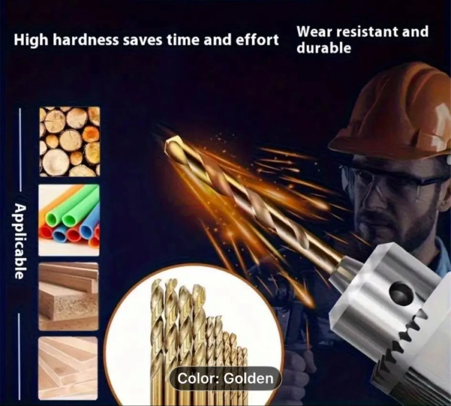 50pcs Titanium Coated High-Speed Steel Drill Bits image indicator(7)