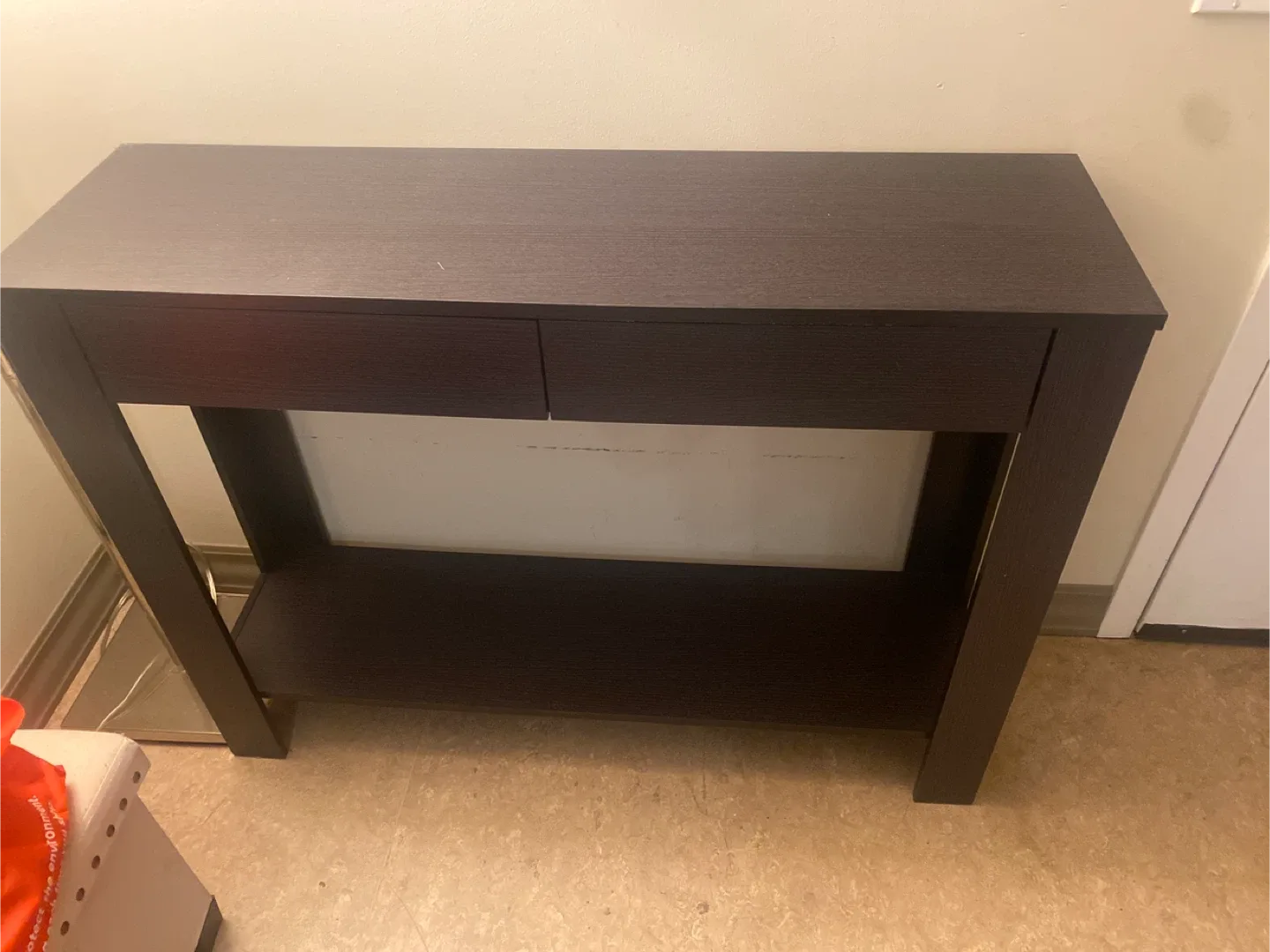 Dark Brown Console Table with 2 Drawers thumbnail
