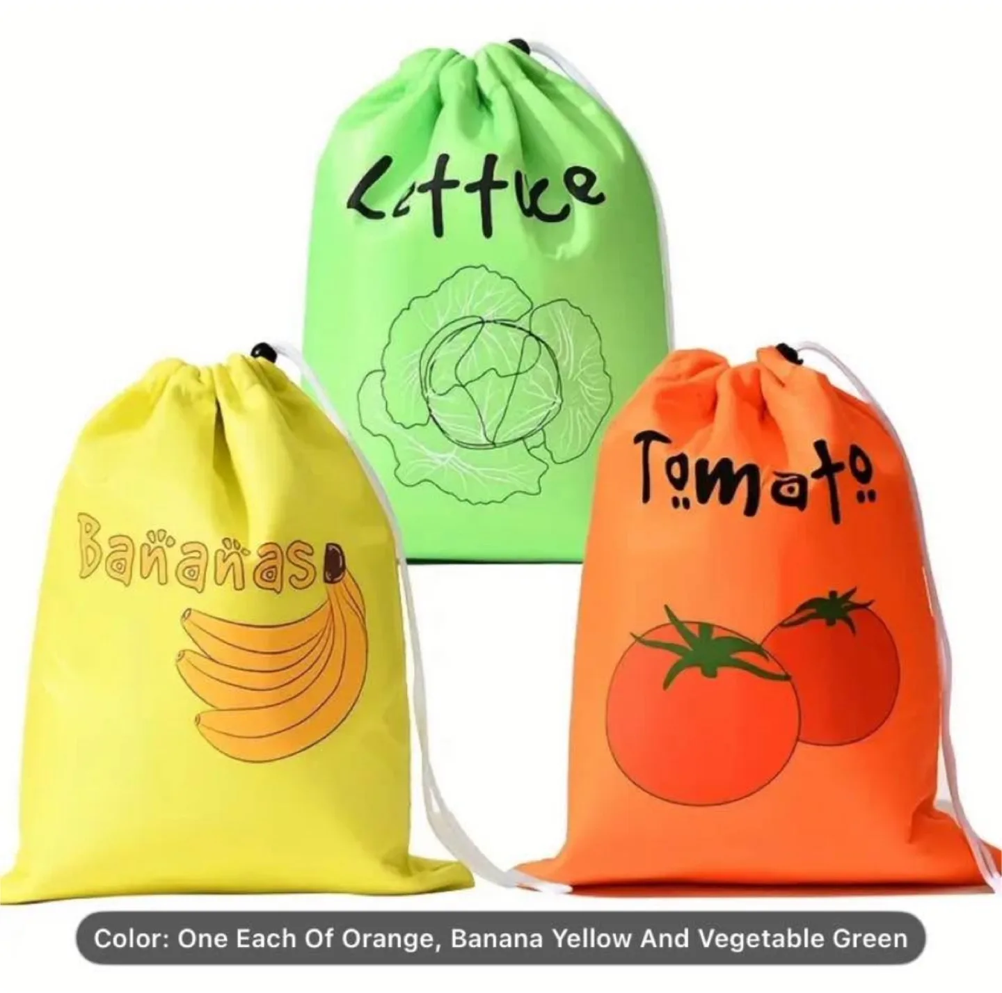 3pcs/set Fruit & Veggie Drawstring Bags image indicator(2)