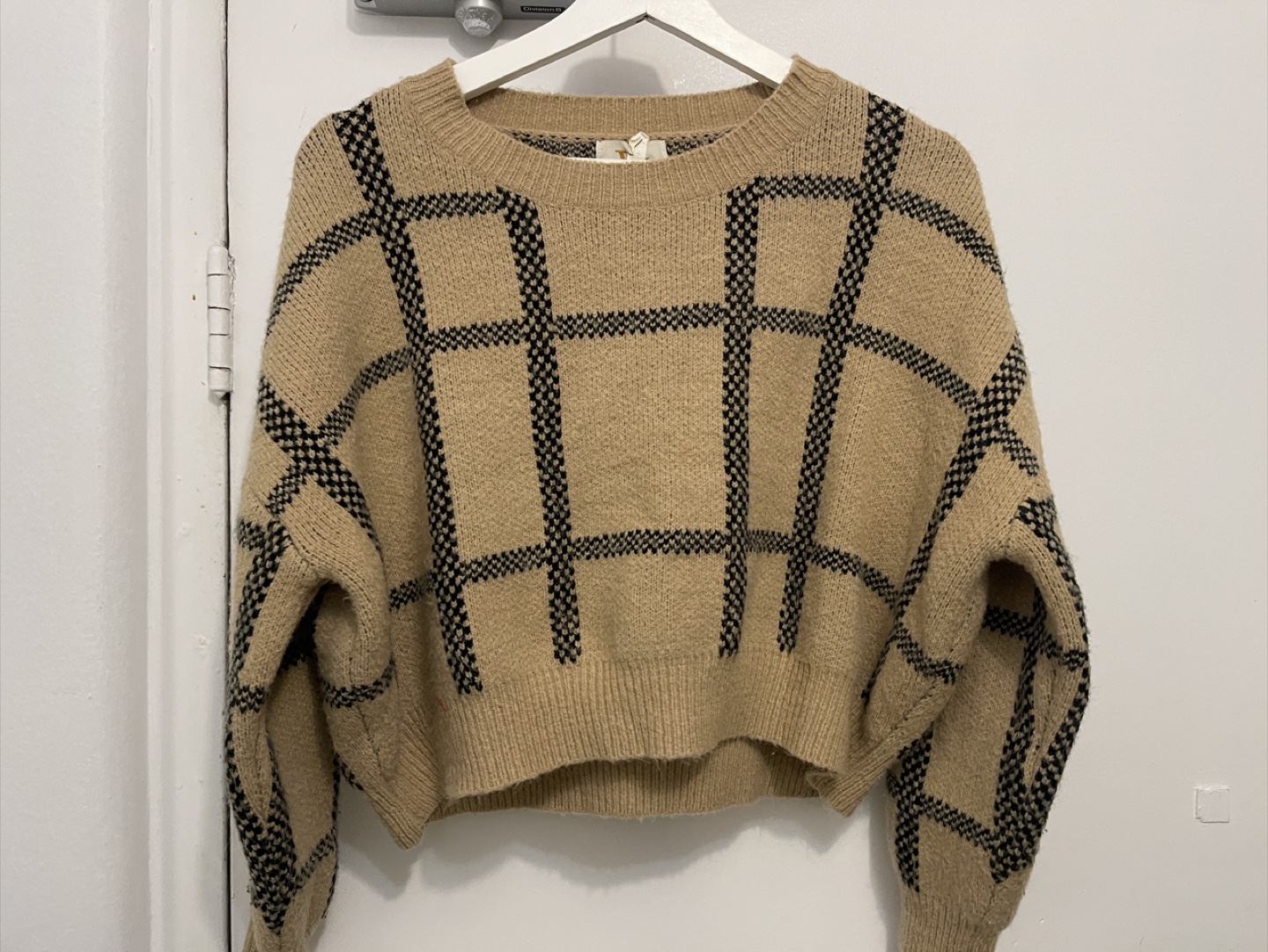 Tan Plaid Crop Sweater Law School Core - photo 2